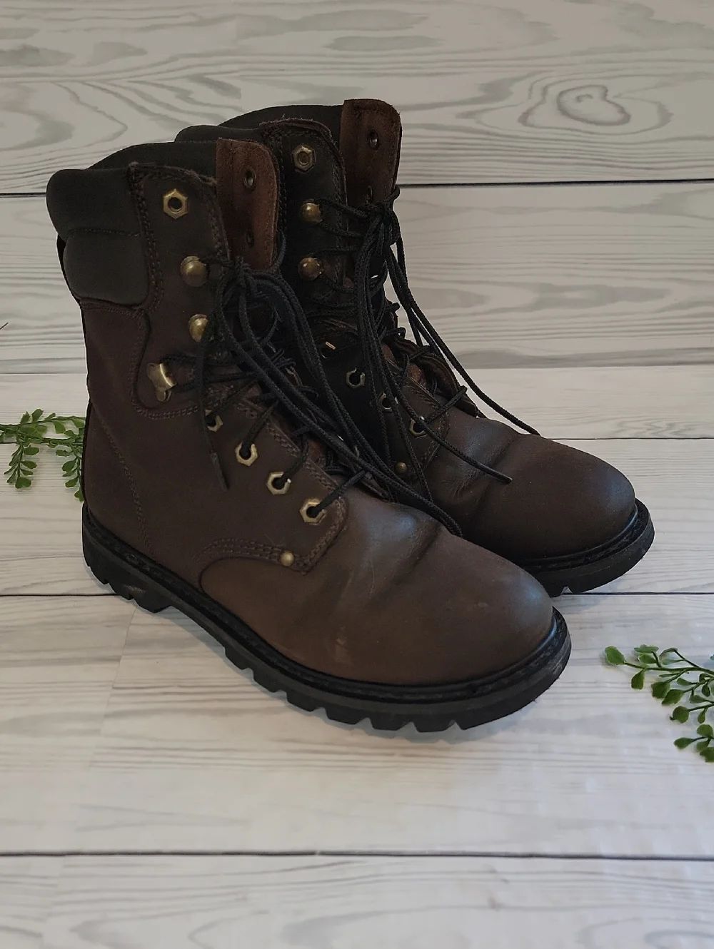 Western Chief Leather Men's Brown Lace-Up Work Boots Size 8.5